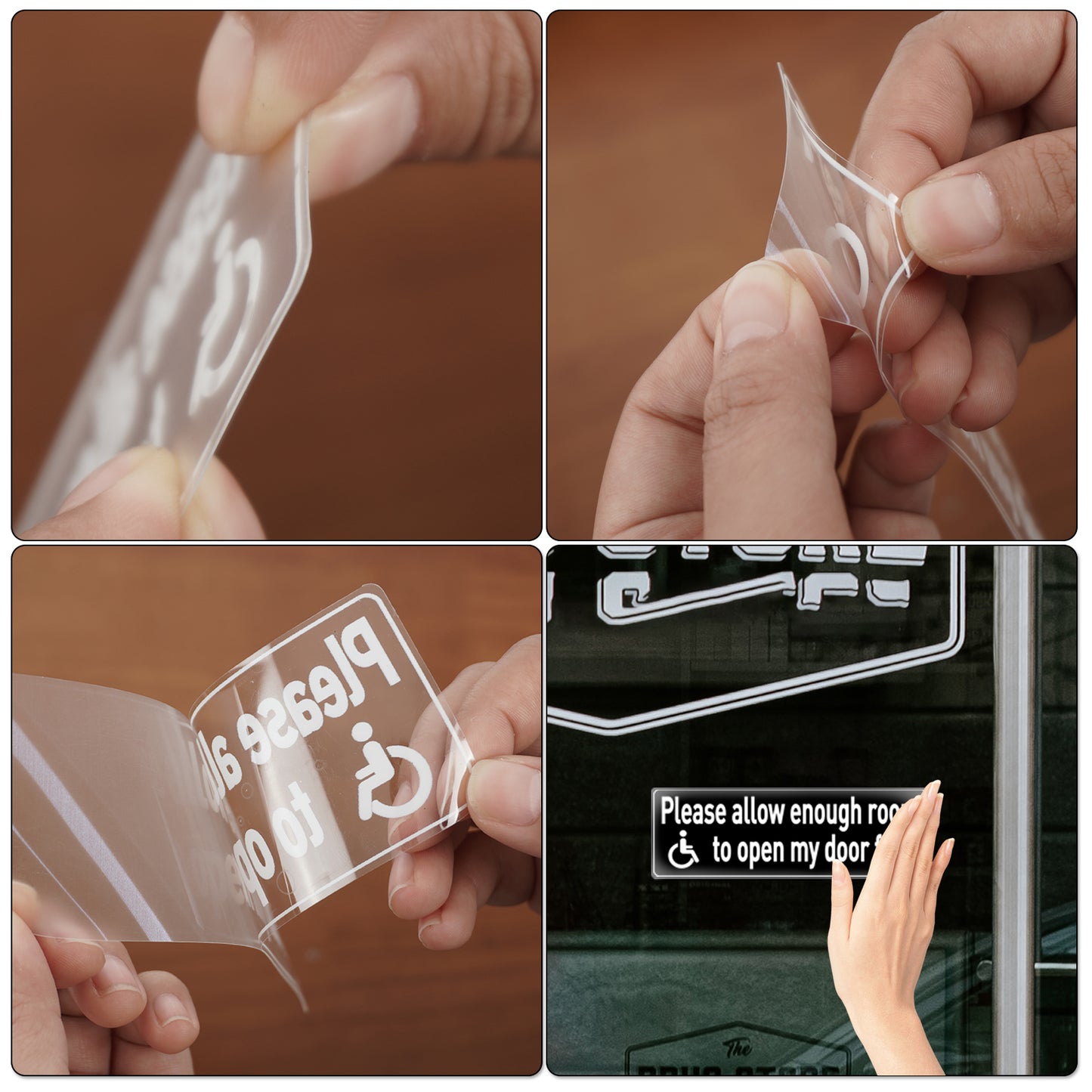 Pegatina para ventana de YIKIADA para discapacitados, 150 x 50 mm, vinilo con el mensaje "Por favor, deje suficiente espacio para abrir completamente la puerta", calcomanía autoadhesiva para coche, furgoneta, vehículo, paquete de 10