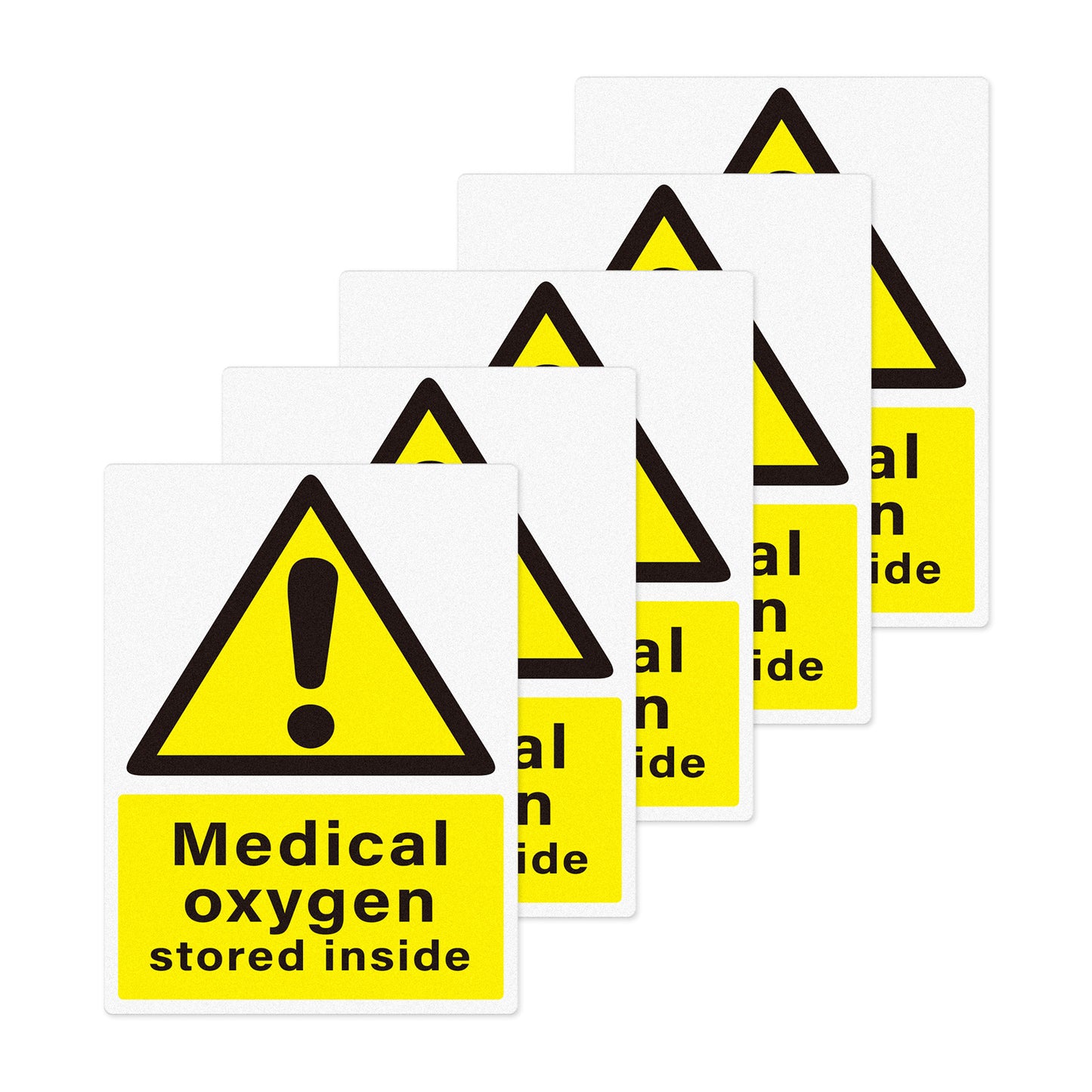 YIKIADA Aufkleber „Medizinischer Sauerstoff im Inneren gelagert“, Vinyl, 15 x 20 cm, selbstklebende Sicherheitsschilder, wasserfest, Vorsicht Sauerstoff-Aufkleber für Krankenhaustüren und -fenster, 5 Stück