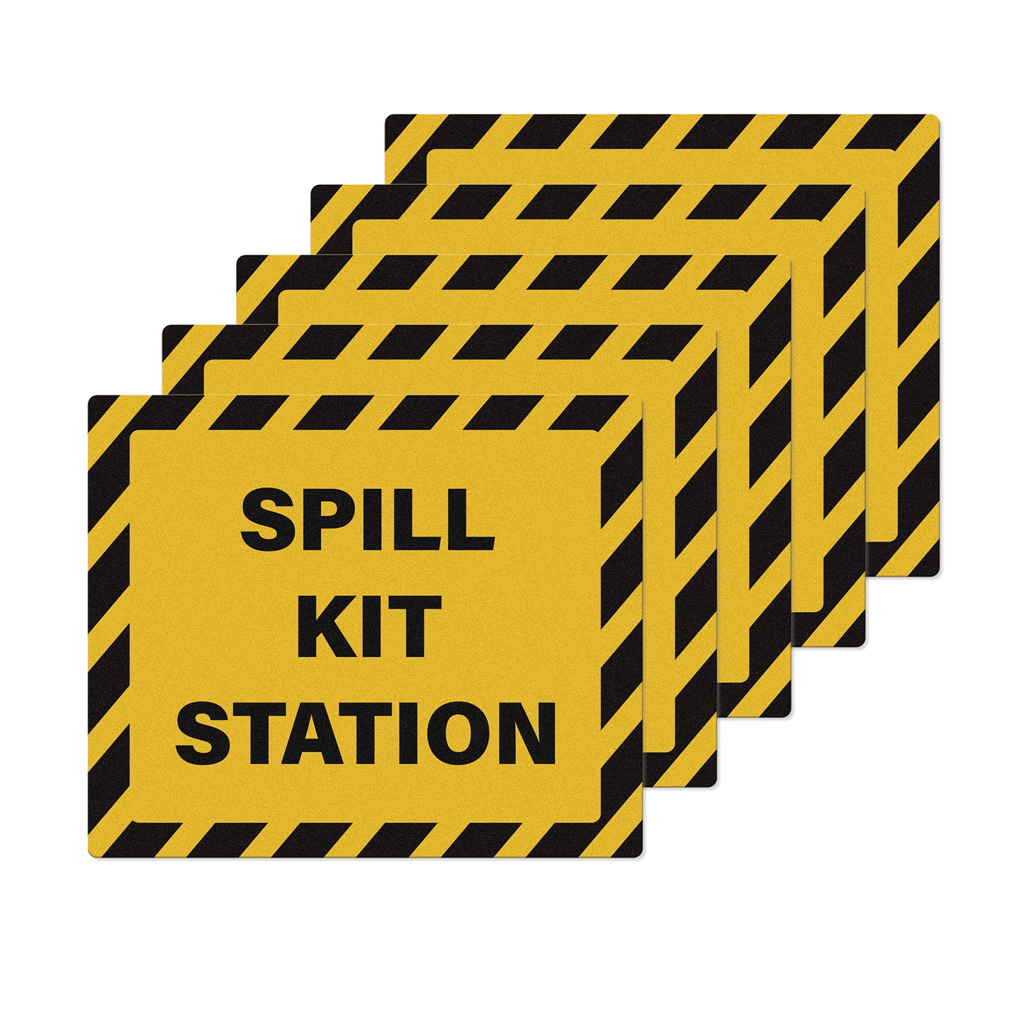 YIKIADA Spill Kit Station-Schild, 30,5 x 25,4 cm, selbstklebende Sicherheitsaufkleber aus Vinyl, wasserdicht, Notfallaufkleber für drinnen und draußen, 5 Stück