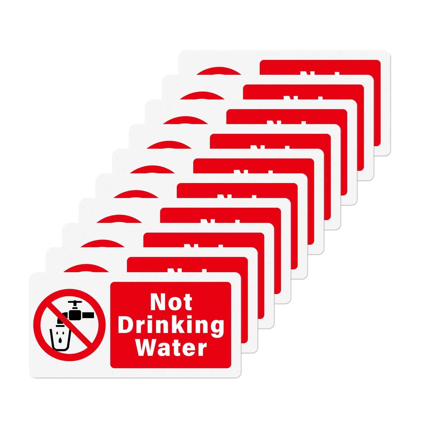 YIKIADA 10 Stück „Kein Trinkwasser“-Aufkleber, 100 x 50 mm, Vinyl, selbstklebend, Sicherheitsschild, wasserfest, Wandaufkleber für Spüle, Außenbereich, Büro, Zuhause, Schule