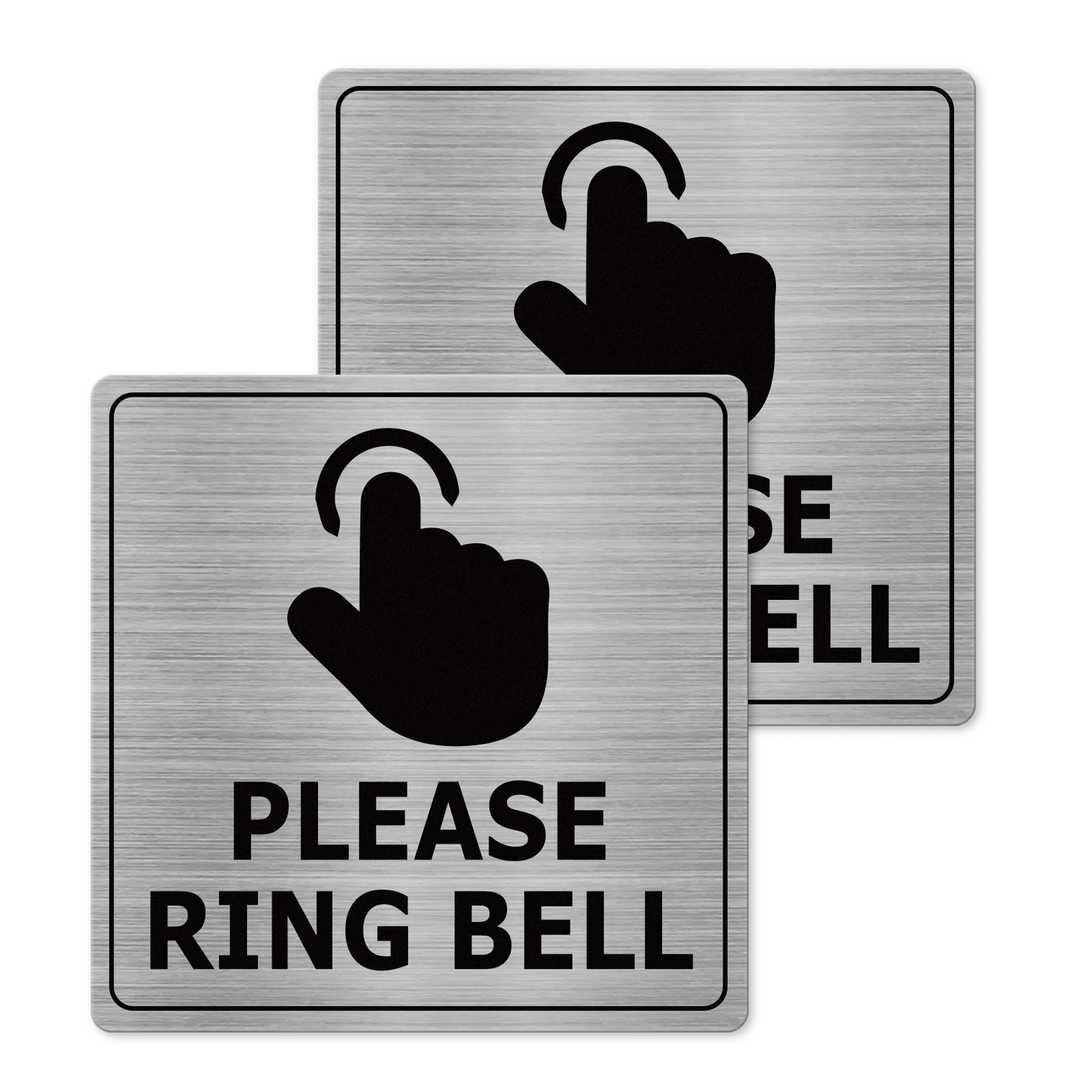 YIKIADA Please Ring Bell Sign 6 x 6 pulgadas Aluminio Autoadhesivo Impermeable Metal Aviso Timbre Puerta Exterior Pared Oficina Puerta 2 Paquetes