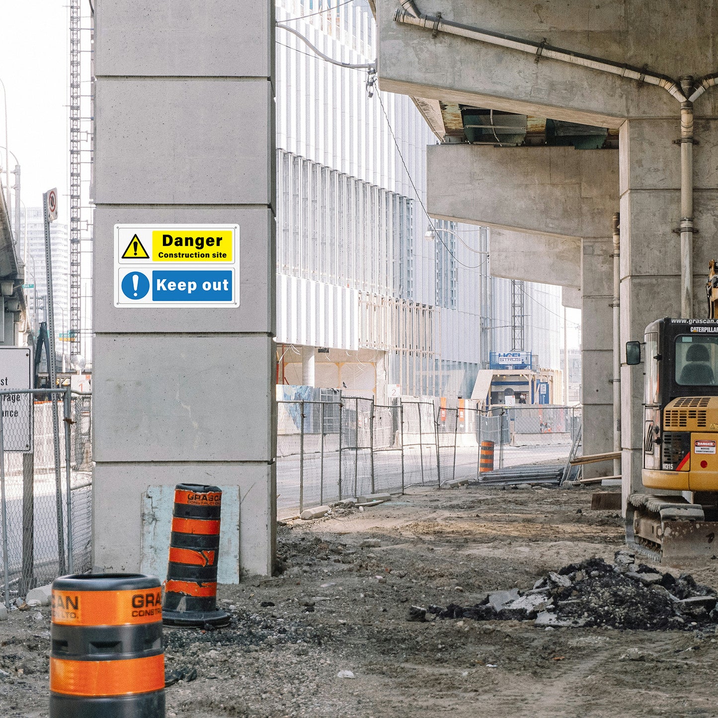 Señales de advertencia de peligro de YIKIADA para evitar el paso en obras, 300 mm x 200 mm, de aluminio, autoadhesivas, resistentes al agua, para edificios, almacenes, áreas industriales, oficinas