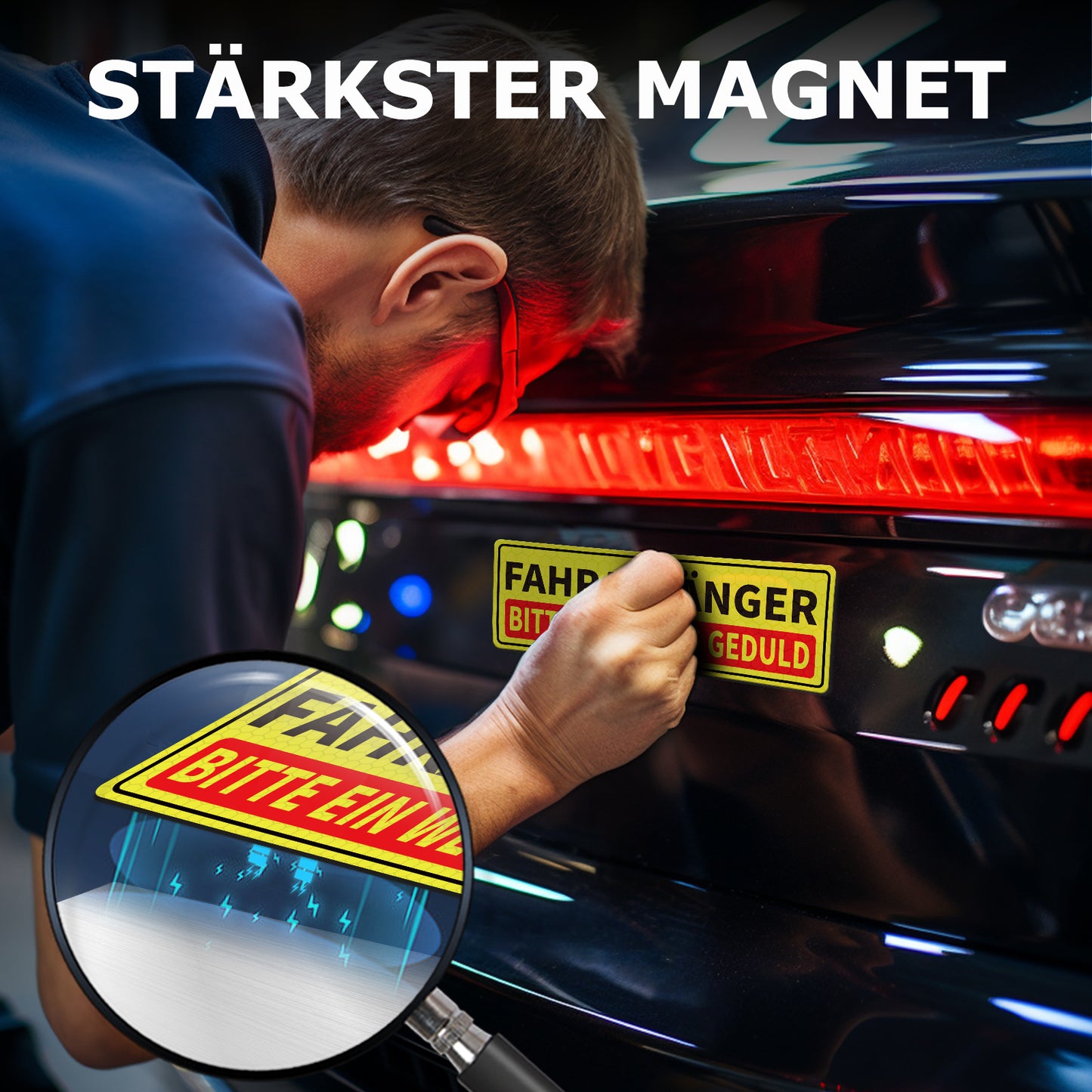 YIKIADA Fahranfänger Magnetschild 30 x 10 cm BITTE EIN WENIG GEDULD Reflektierend Schild Auto Magnetfolie Warntafel Schild Führerschein Geschenke wetterfest für Fahrzeug 4 Stück