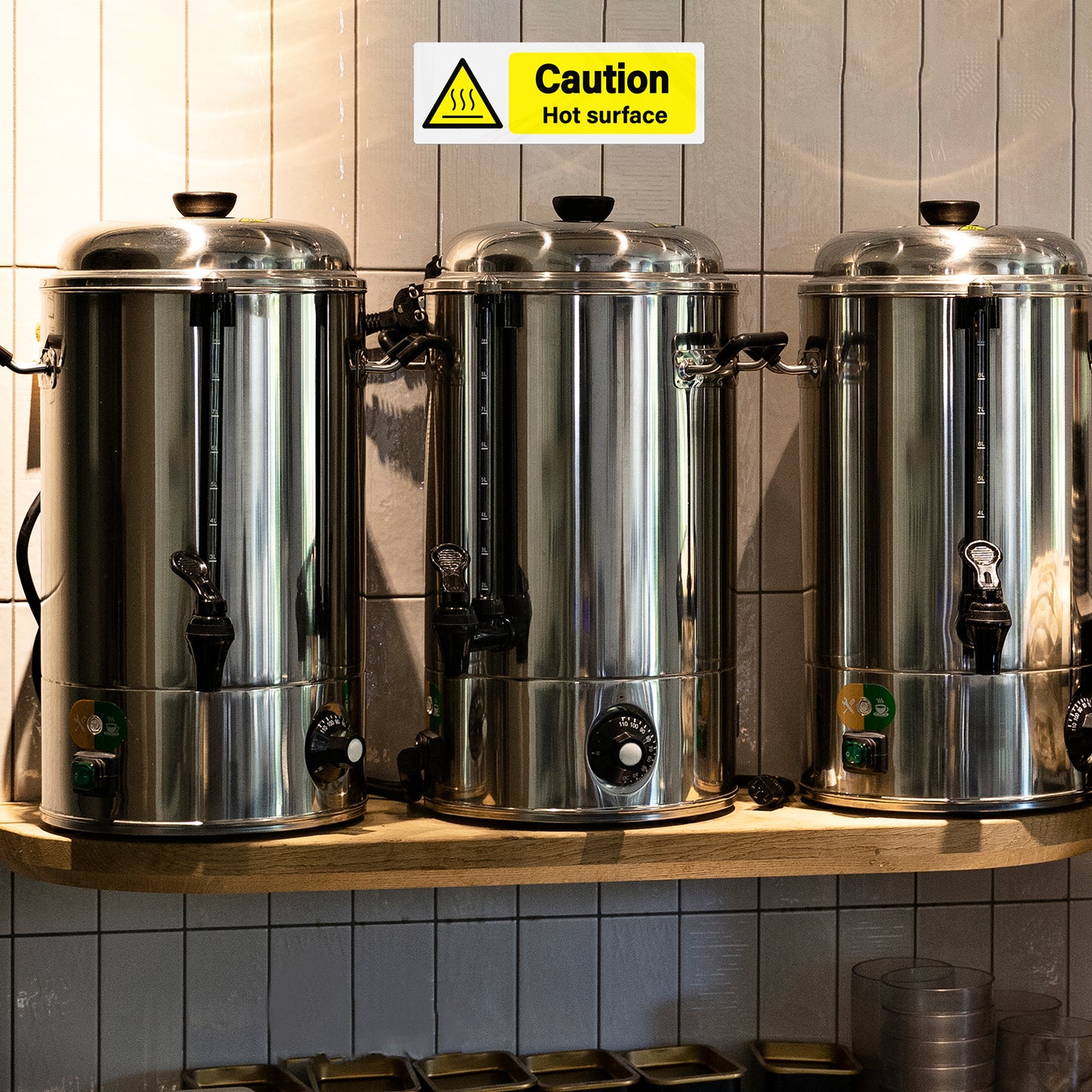 YIKIADA 5 Stück „Caution Mind Your Head“-Aufkleber, selbstklebendes Vinyl, 300 x 100 mm, Warnhinweise, Sicherheitsschilder, wasserfest, Hinweisaufkleber für Büro, Zuhause, Hotel