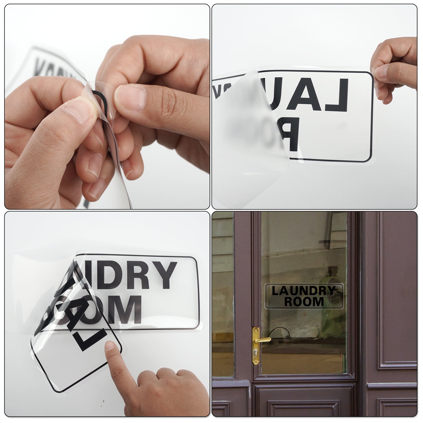 YIKIADA - Adhesivo decorativo para pared, diseño de lavandería, 12 x 4 pulgadas, vinilo autoadhesivo, diseño moderno, para el hogar, la cocina, la oficina, la puerta de la tienda, paquete de 5