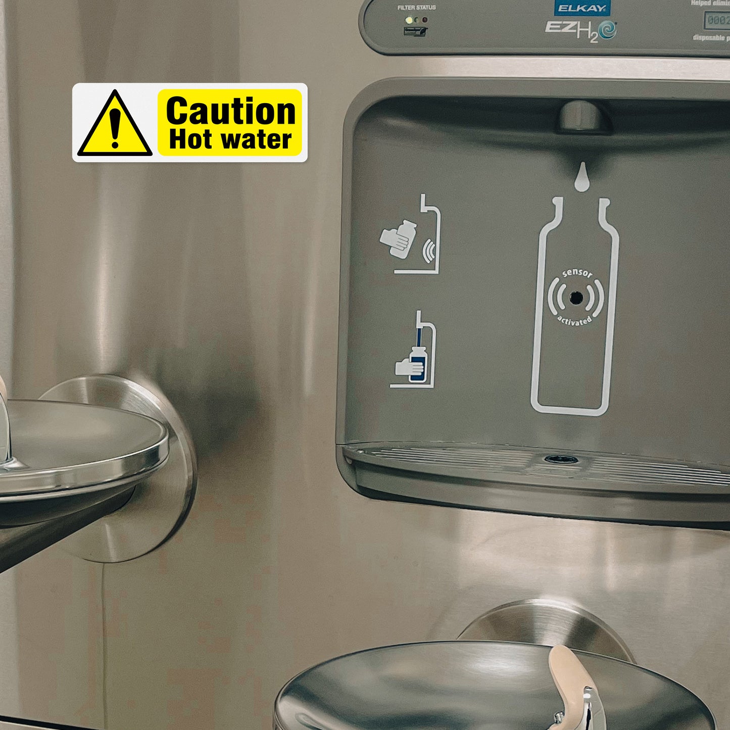 Caution Hot Water 15 x 5 cm PVC Sign