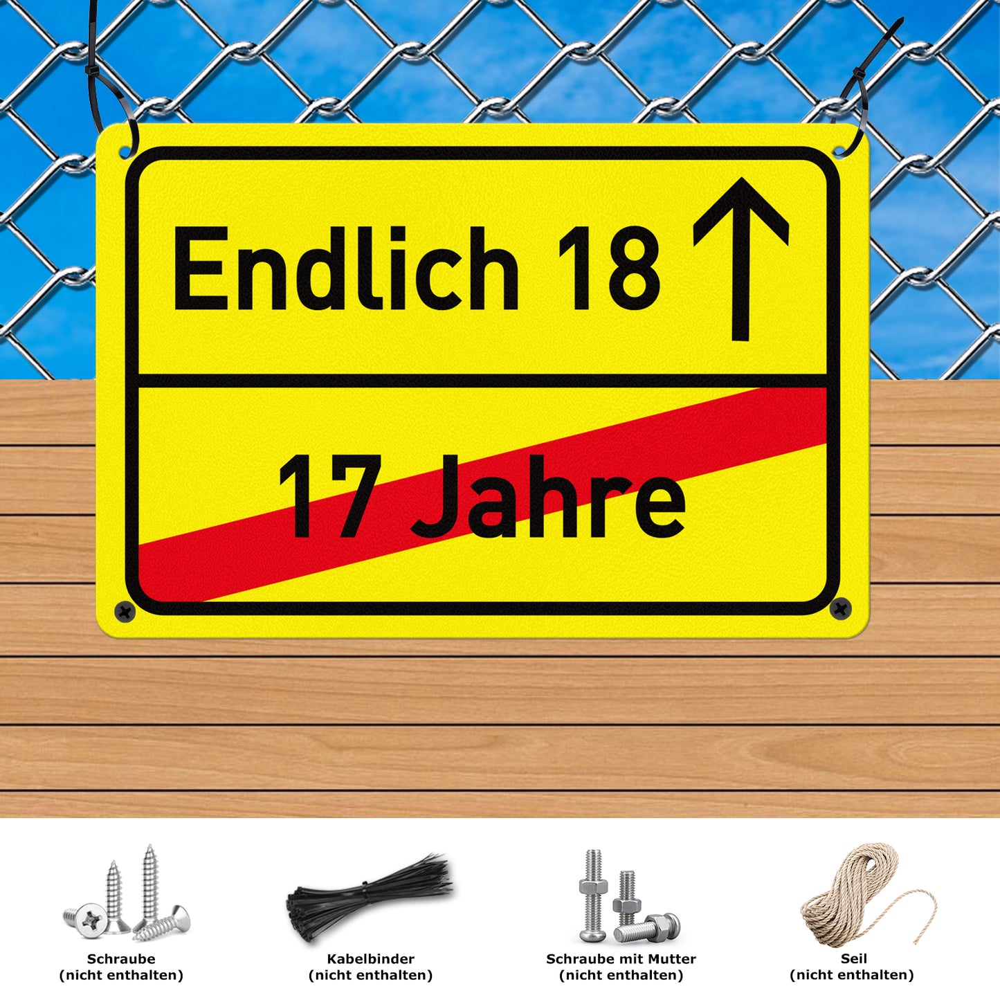 Endlich 18 Geburtstag 30 x 20 cm Kunststoff Schild