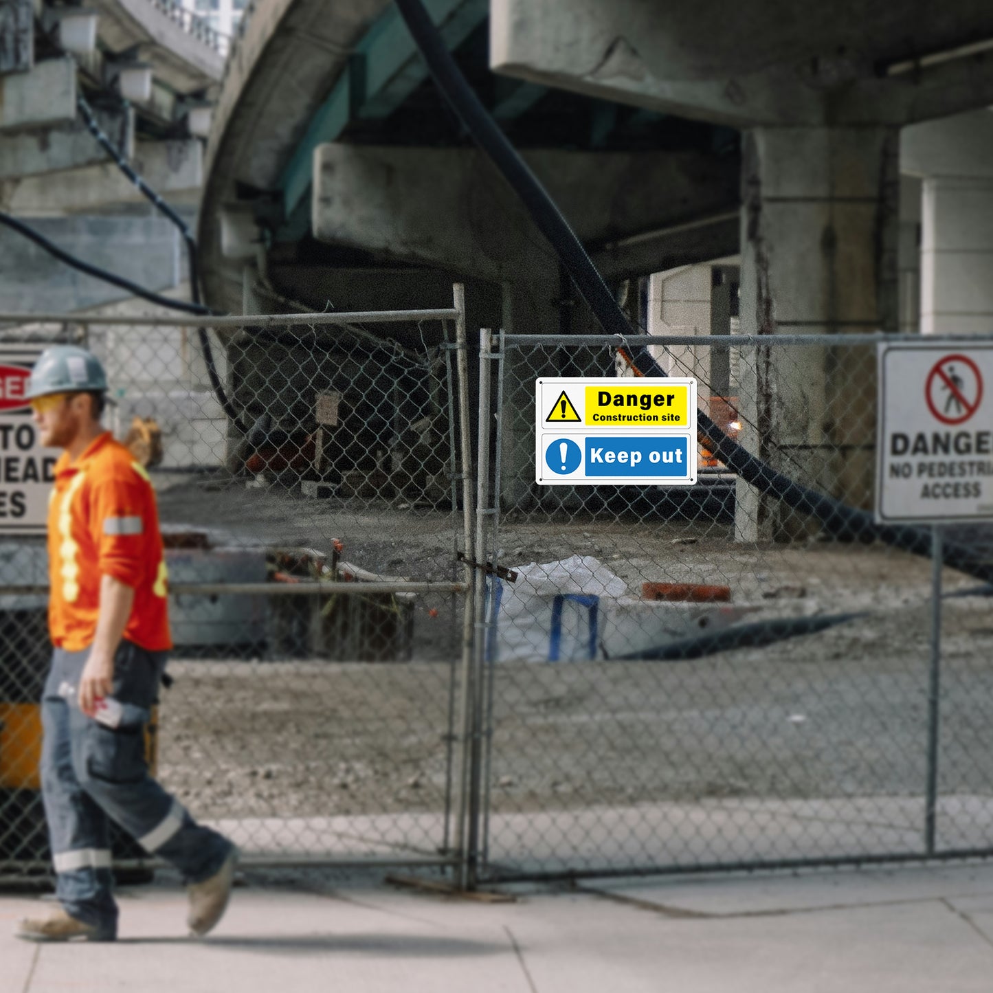 Señales de advertencia de peligro de YIKIADA para evitar el paso en obras, 300 mm x 200 mm, de aluminio, autoadhesivas, resistentes al agua, para edificios, almacenes, áreas industriales, oficinas