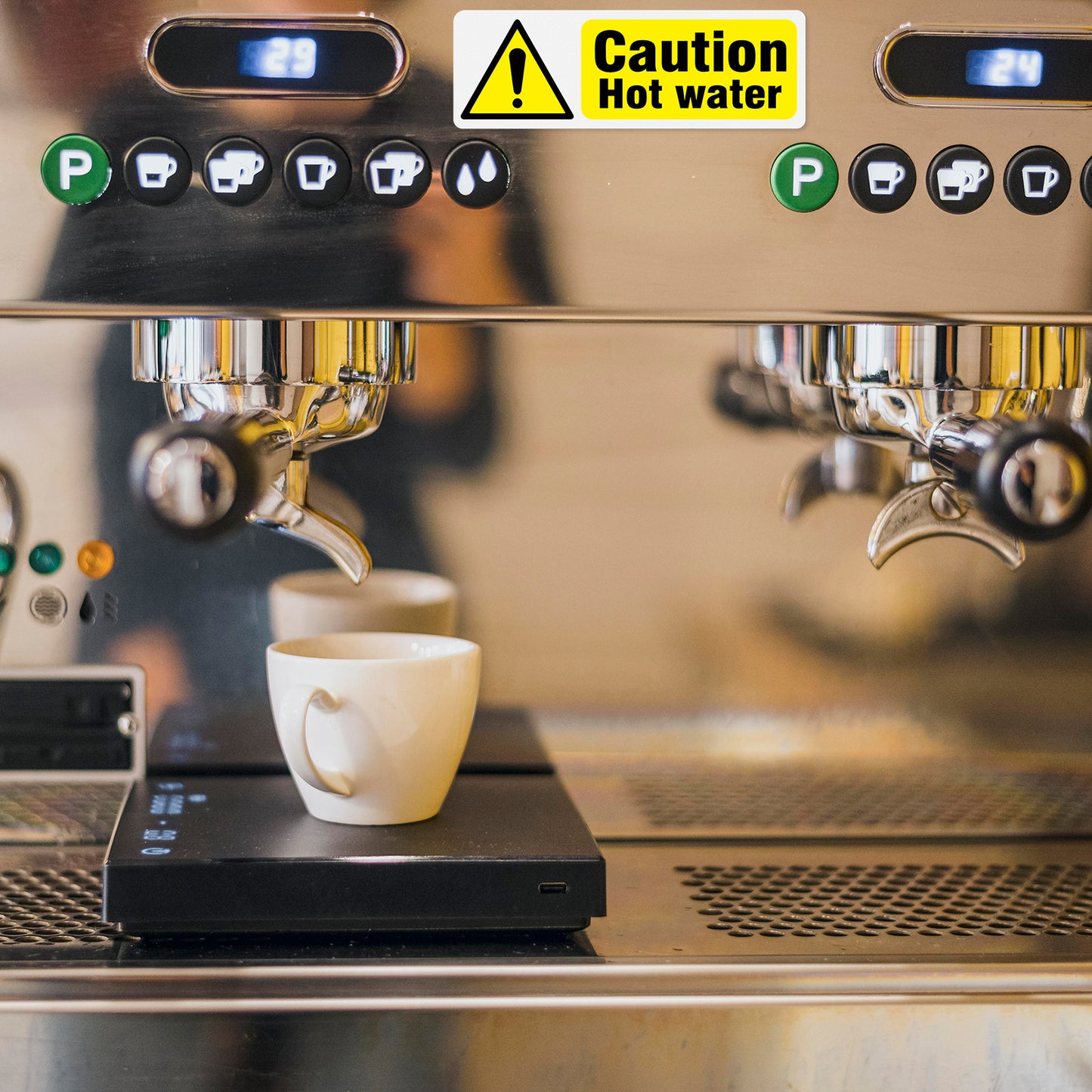 Caution Hot Water 15 x 5 cm PVC Sign