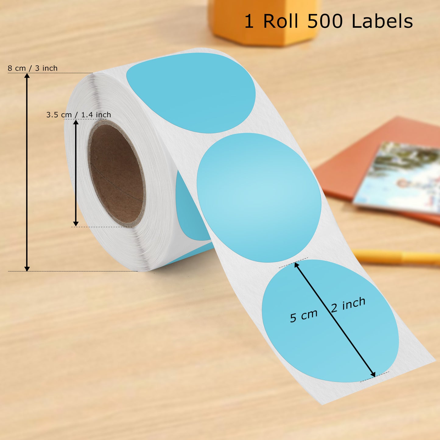 2 Zoll runde Thermoetiketten aus Vinyl, 500 Stück