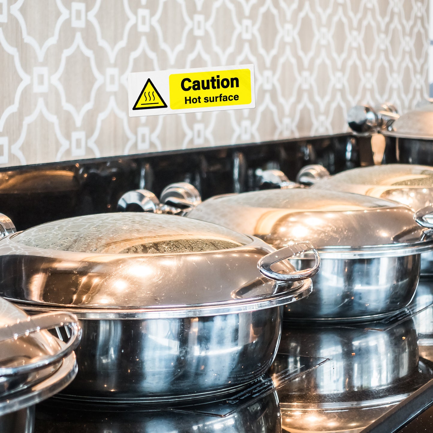 YIKIADA 5 Stück „Caution Mind Your Head“-Aufkleber, selbstklebendes Vinyl, 300 x 100 mm, Warnhinweise, Sicherheitsschilder, wasserfest, Hinweisaufkleber für Büro, Zuhause, Hotel