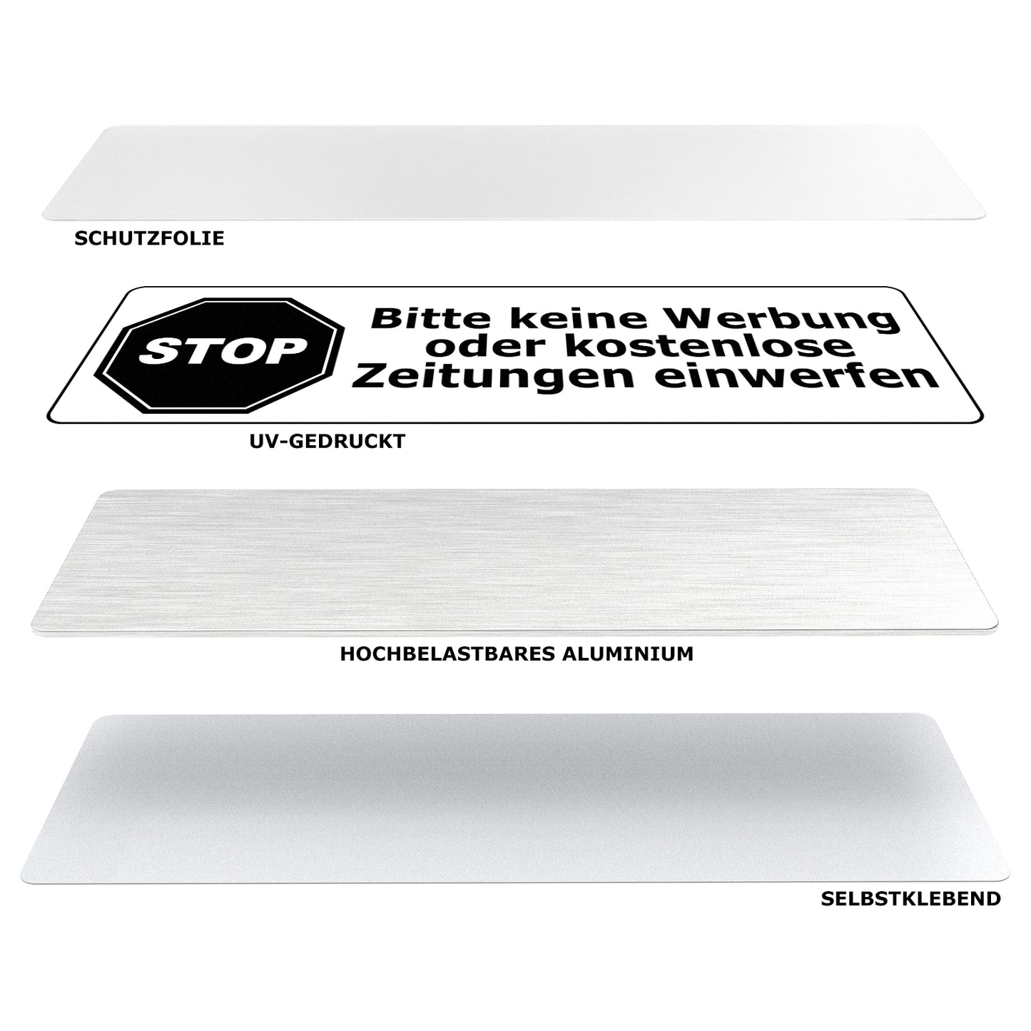 Bitte Keine Werbung 15 x 5 cm Aluminium Schild