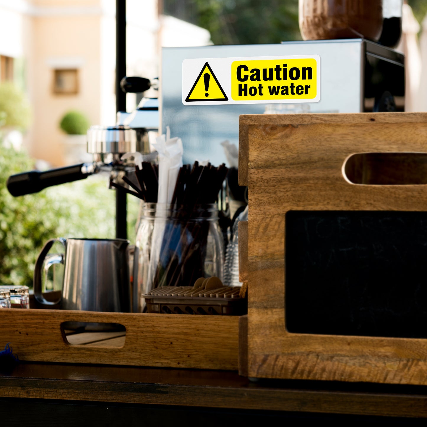 Caution Hot Water 15 x 5 cm PVC Sign