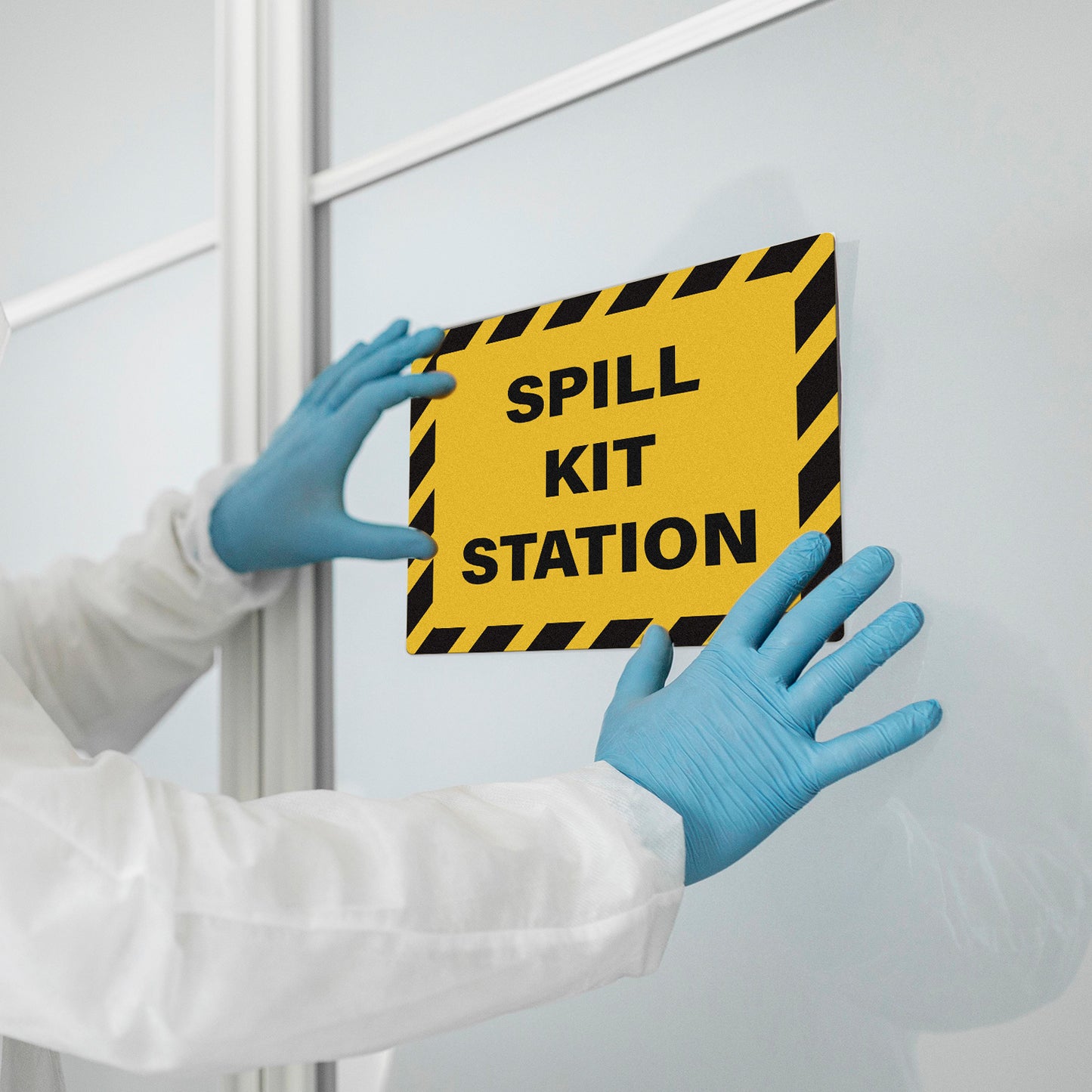 YIKIADA Spill Kit Station-Schild, 30,5 x 25,4 cm, selbstklebende Sicherheitsaufkleber aus Vinyl, wasserdicht, Notfallaufkleber für drinnen und draußen, 5 Stück