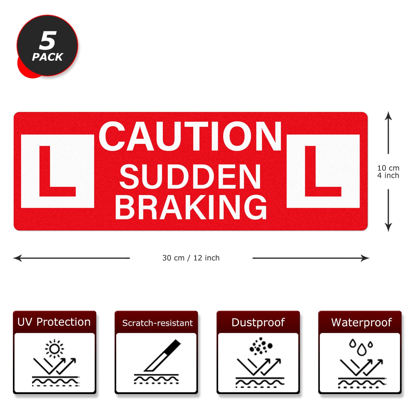 Caution Sudden Braking Vinyl Sticker