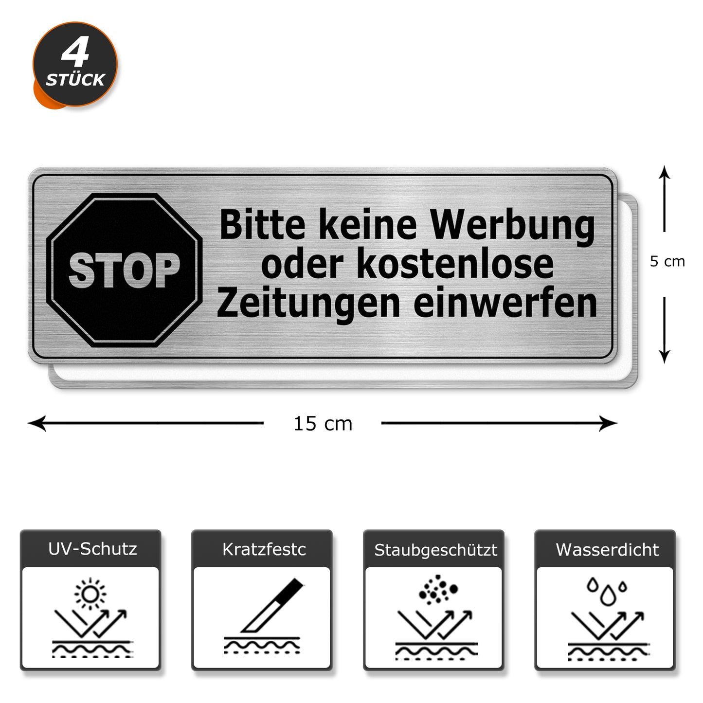 Bitte Keine Werbung 15 x 5 cm Aluminium Schild