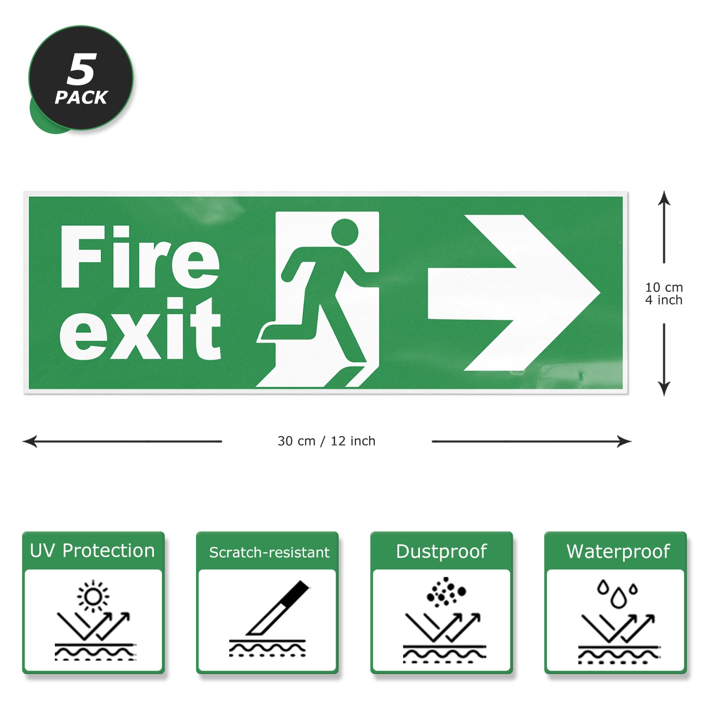 Fire Exit Sign 30 x 10 cm PVC Sign