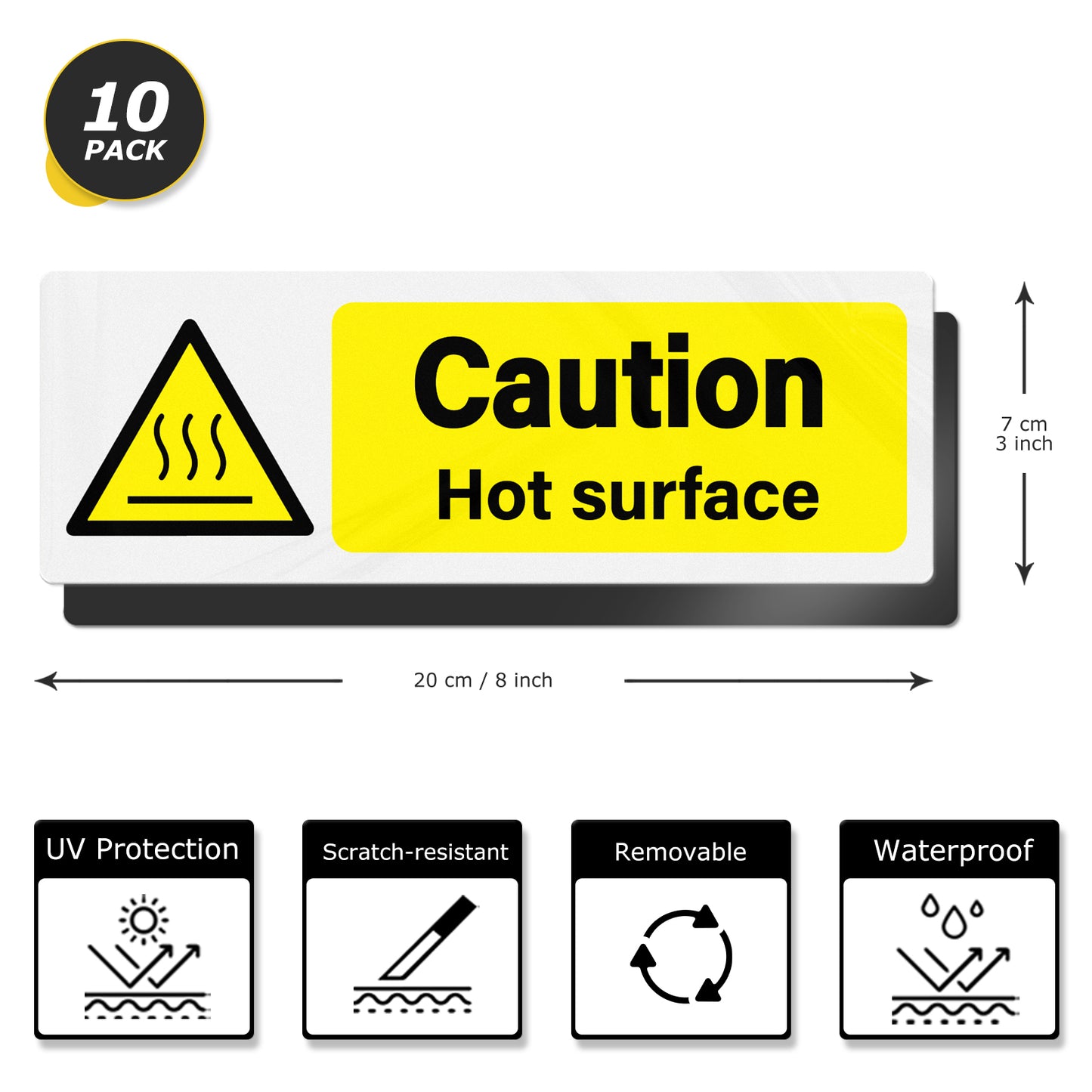 YIKIADA 5 Stück „Caution Mind Your Head“-Aufkleber, selbstklebendes Vinyl, 300 x 100 mm, Warnhinweise, Sicherheitsschilder, wasserfest, Hinweisaufkleber für Büro, Zuhause, Hotel