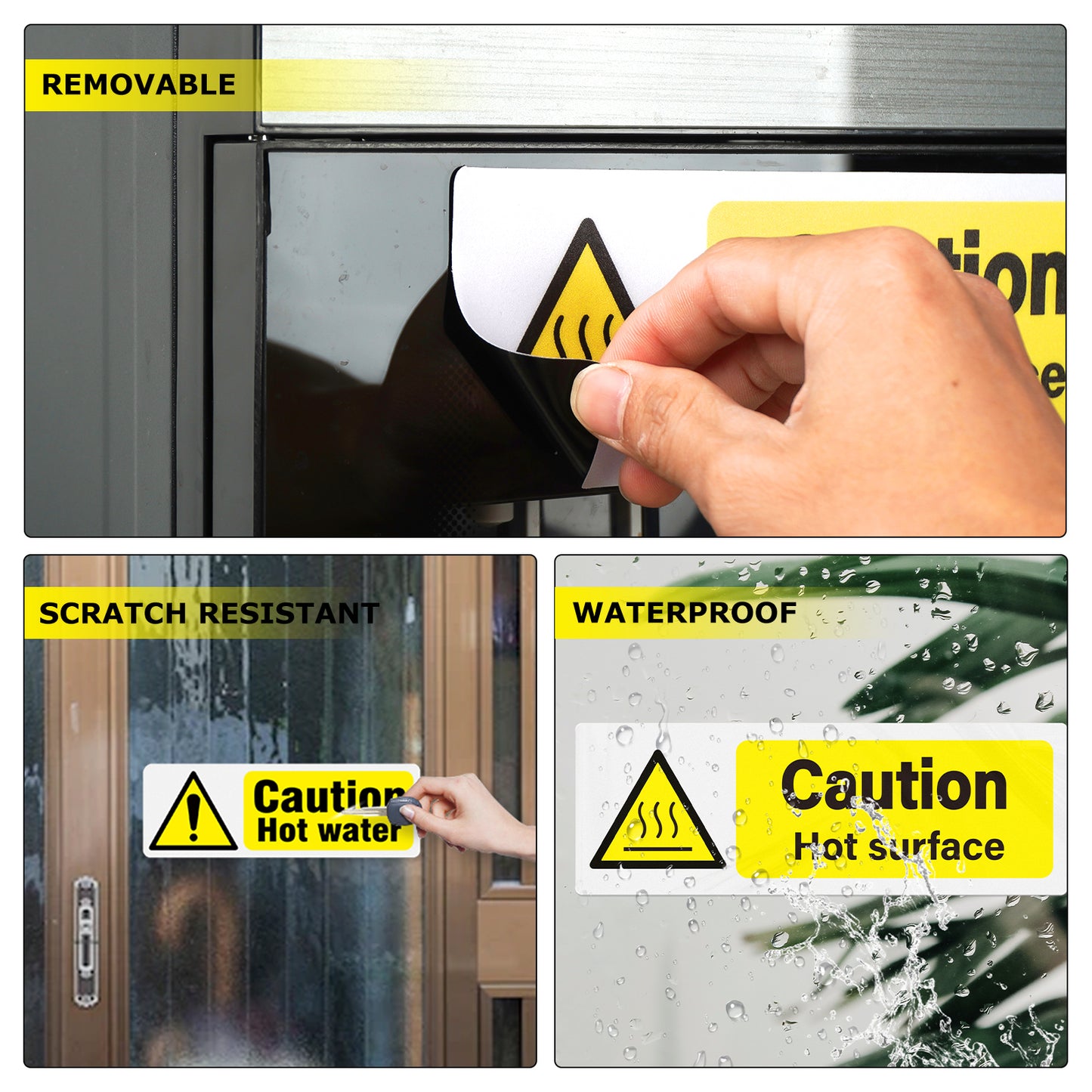 YIKIADA 5 Stück „Caution Mind Your Head“-Aufkleber, selbstklebendes Vinyl, 300 x 100 mm, Warnhinweise, Sicherheitsschilder, wasserfest, Hinweisaufkleber für Büro, Zuhause, Hotel