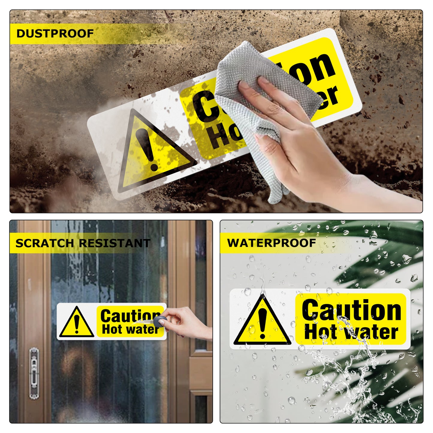 Caution Hot Water 15 x 5 cm PVC Sign