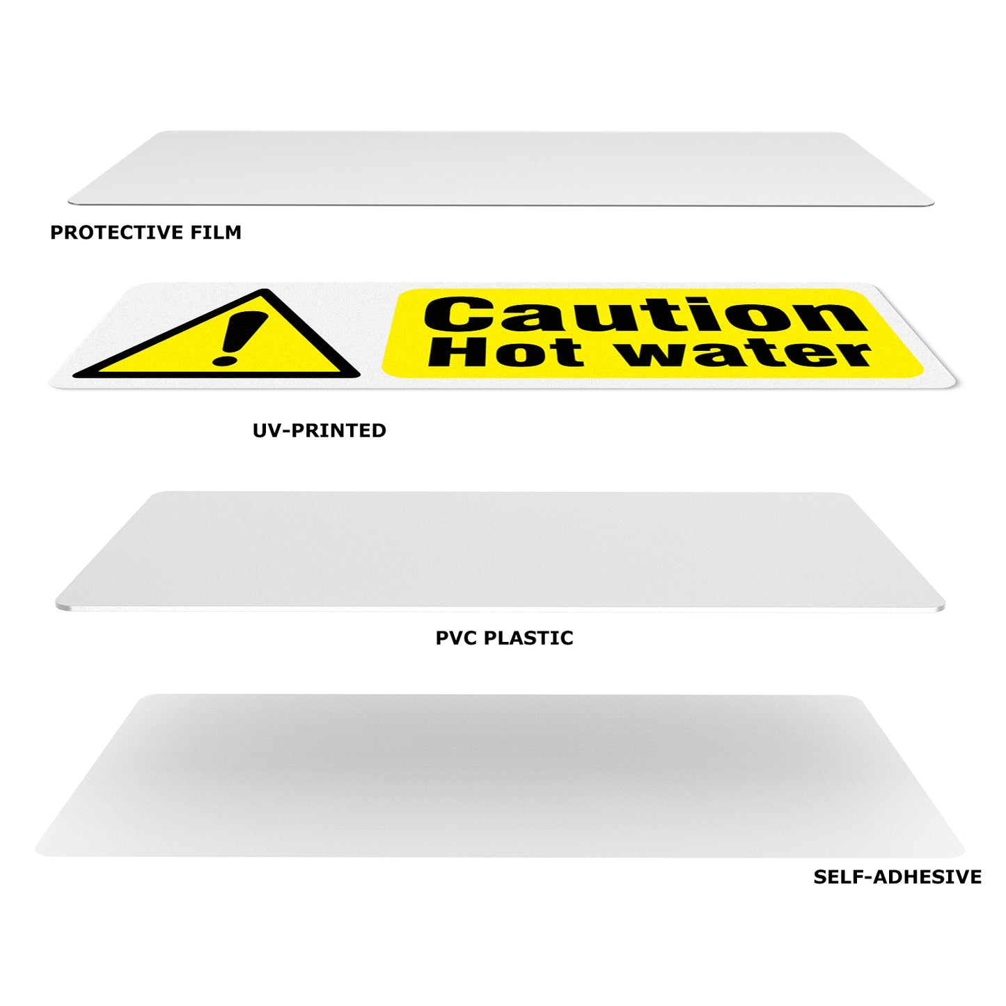 Caution Hot Water 15 x 5 cm PVC Sign