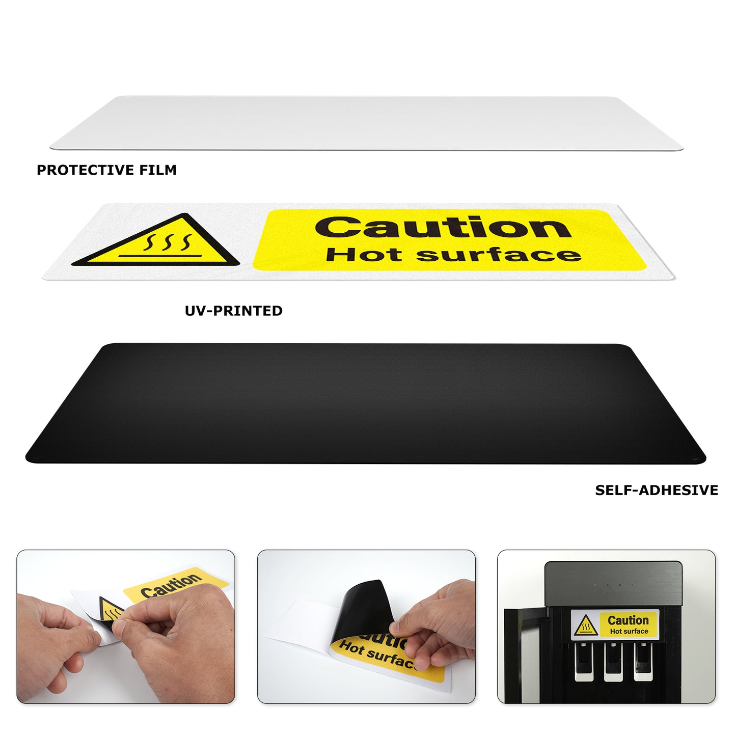 YIKIADA 5 Stück „Caution Mind Your Head“-Aufkleber, selbstklebendes Vinyl, 300 x 100 mm, Warnhinweise, Sicherheitsschilder, wasserfest, Hinweisaufkleber für Büro, Zuhause, Hotel