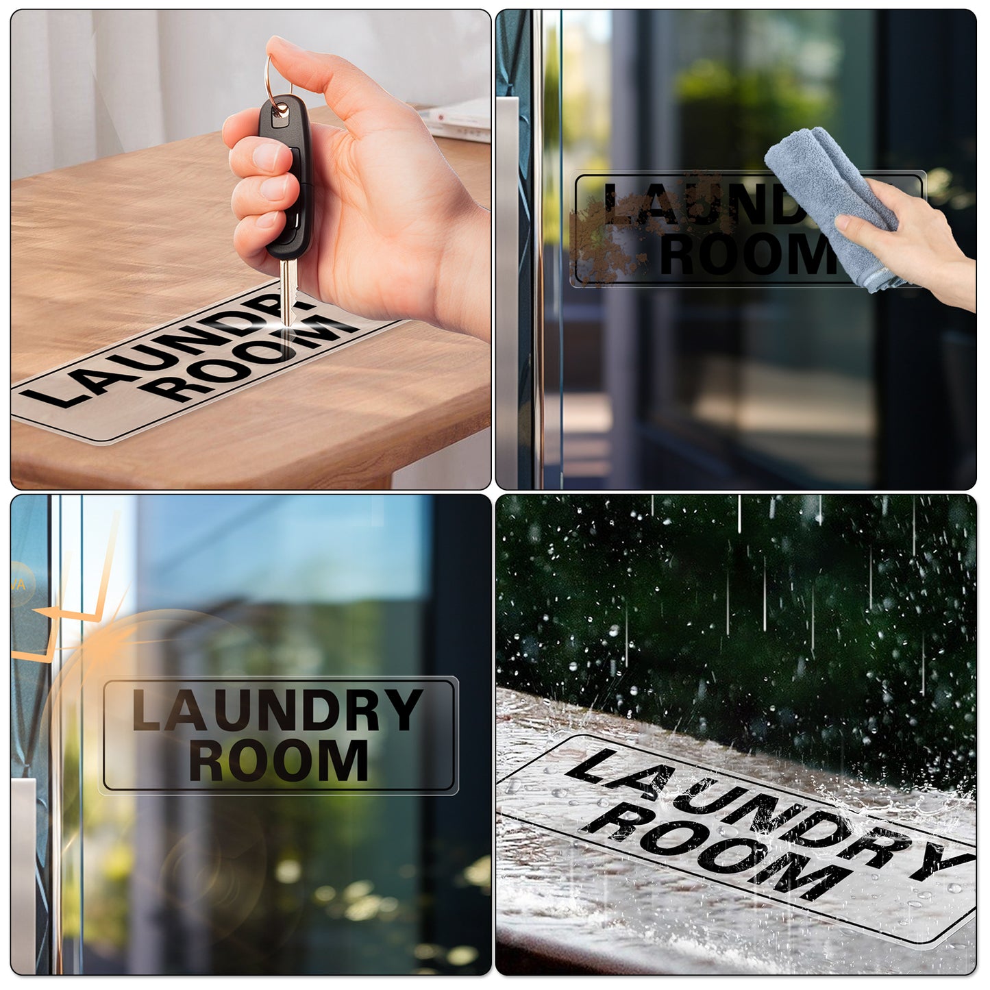 YIKIADA - Adhesivo decorativo para pared, diseño de lavandería, 12 x 4 pulgadas, vinilo autoadhesivo, diseño moderno, para el hogar, la cocina, la oficina, la puerta de la tienda, paquete de 5