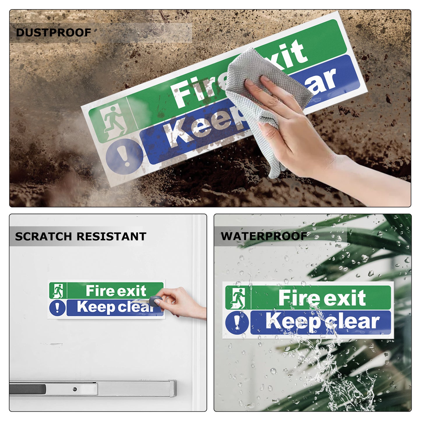 Fire Exit Keep Clear 30 x 10 cm PVC Sign