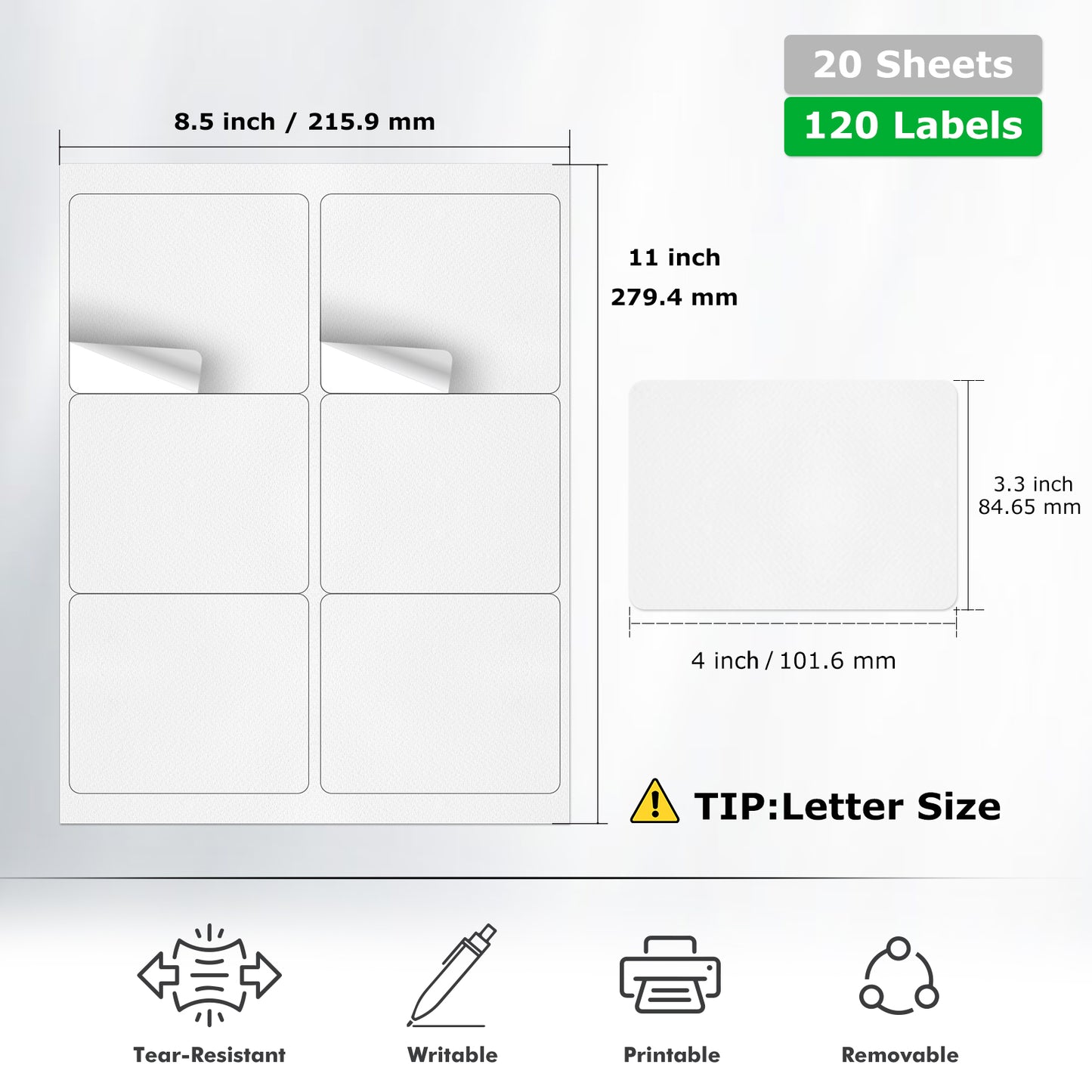 Etiquetas para impresora de 3-1/3" x 4"
