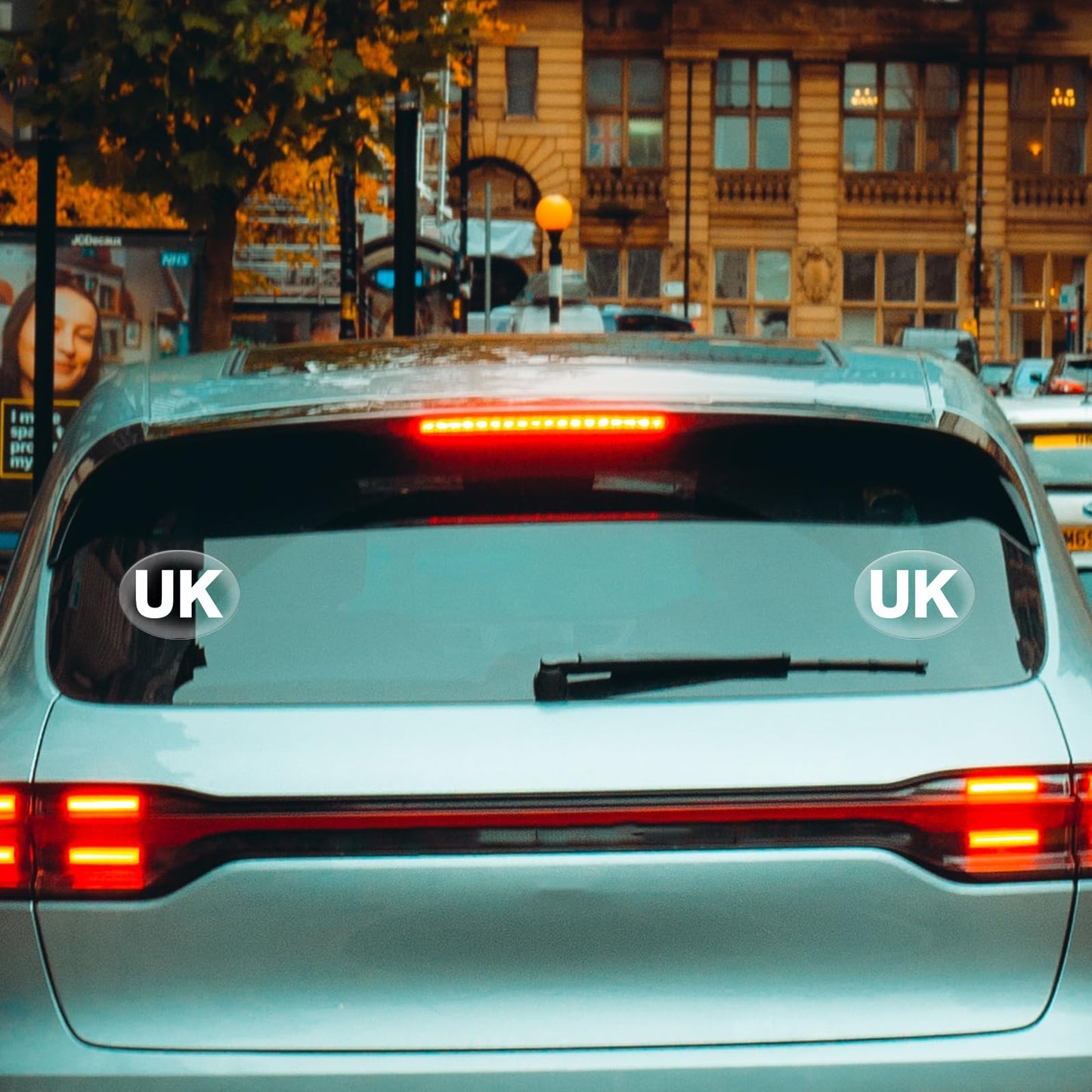 YIKIADA UK-Autoaufkleber, Vinyl, selbstklebend, oval, wasserdicht, Fensteraufkleber, abnehmbar, gewölbte Schilder für Europa, Autos, Lieferwagen, LKWs, 5 Stück