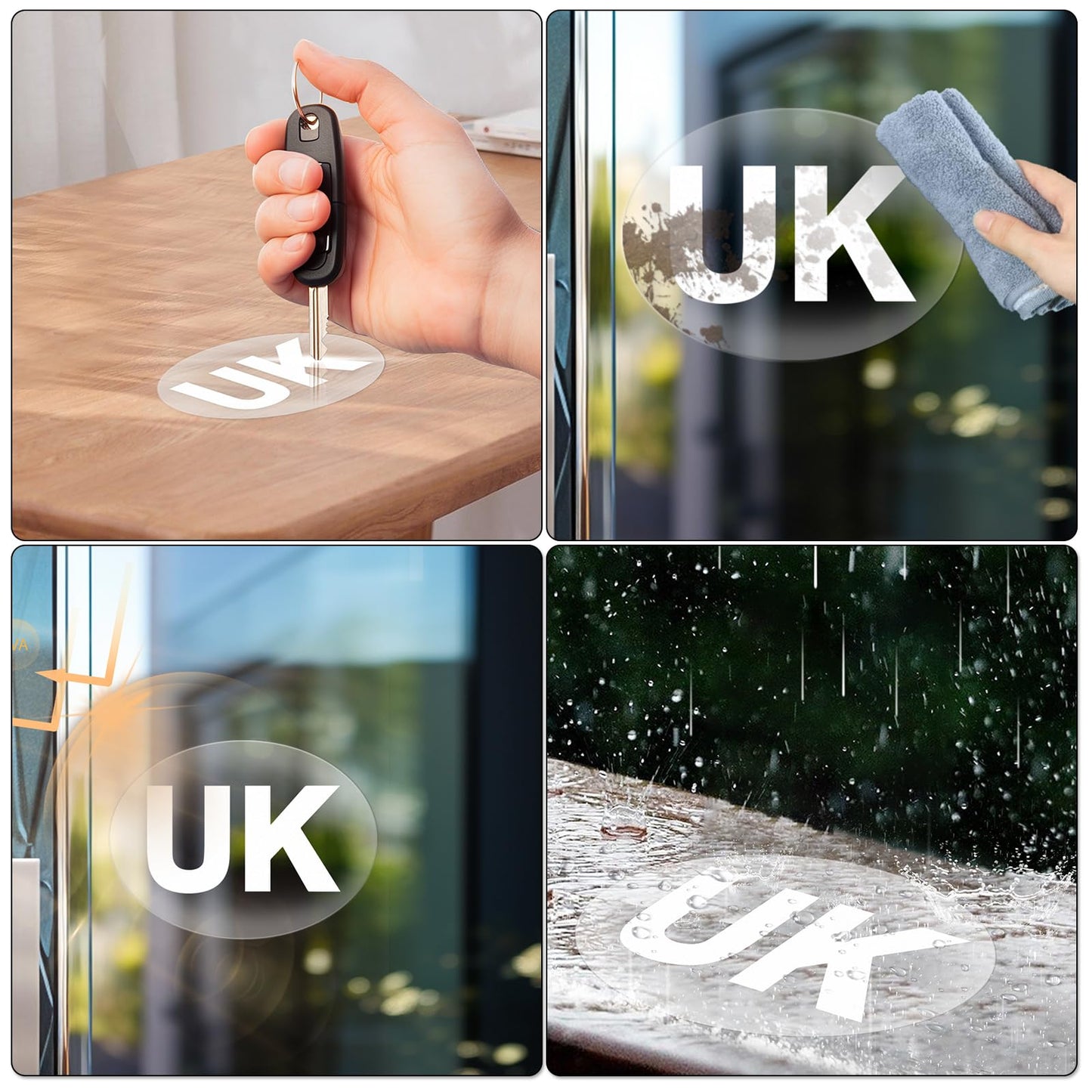 YIKIADA UK-Autoaufkleber, Vinyl, selbstklebend, oval, wasserdicht, Fensteraufkleber, abnehmbar, gewölbte Schilder für Europa, Autos, Lieferwagen, LKWs, 5 Stück