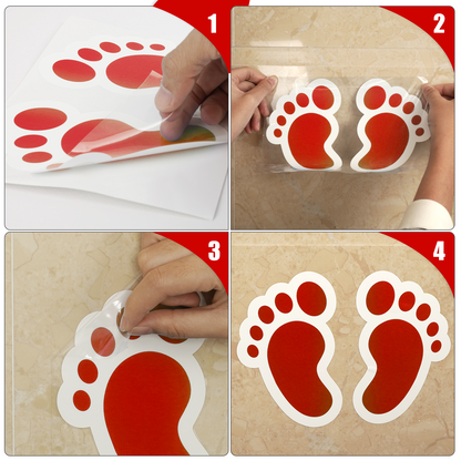 Pegatinas de huellas de pies YIKIADA de 4 x 6 pulgadas, vinilo autoadhesivo para el suelo de los niños, pegatinas impermeables con forma de huella de pie para la pared de la oficina, la escuela y las escaleras, 20 pares 