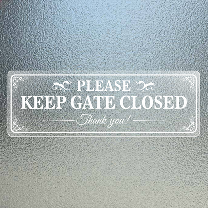 YIKIADA - Calcomanías de vinilo con texto en inglés "Please Keep Gate Closed" (Mantenga la puerta cerrada), 9 x 3 pulgadas, etiquetas de advertencia extraíbles e impermeables para puertas, oficinas, ventanas, interiores, paquete de 10 