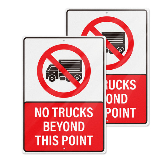 No Trucks Beyond This Point 10 x 14 Inch Aluminum Signs