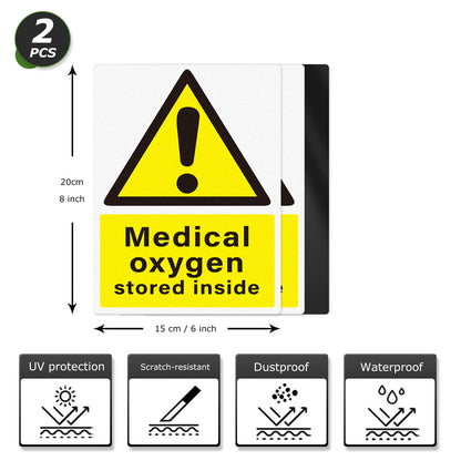 Pegatinas de vinilo YIKIADA Medical Oxygen Stored Inside, 15 x 20 cm, autoadhesivas, resistentes al agua, para hospitales, puertas y ventanas, paquete de 5 