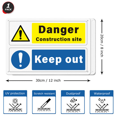 Danger Construction Site 30 x 20 cm Aluminium Sign