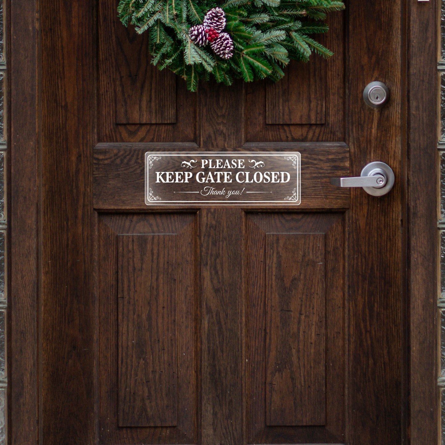 YIKIADA - Calcomanías de vinilo con texto en inglés "Please Keep Gate Closed" (Mantenga la puerta cerrada), 9 x 3 pulgadas, etiquetas de advertencia extraíbles e impermeables para puertas, oficinas, ventanas, interiores, paquete de 10 