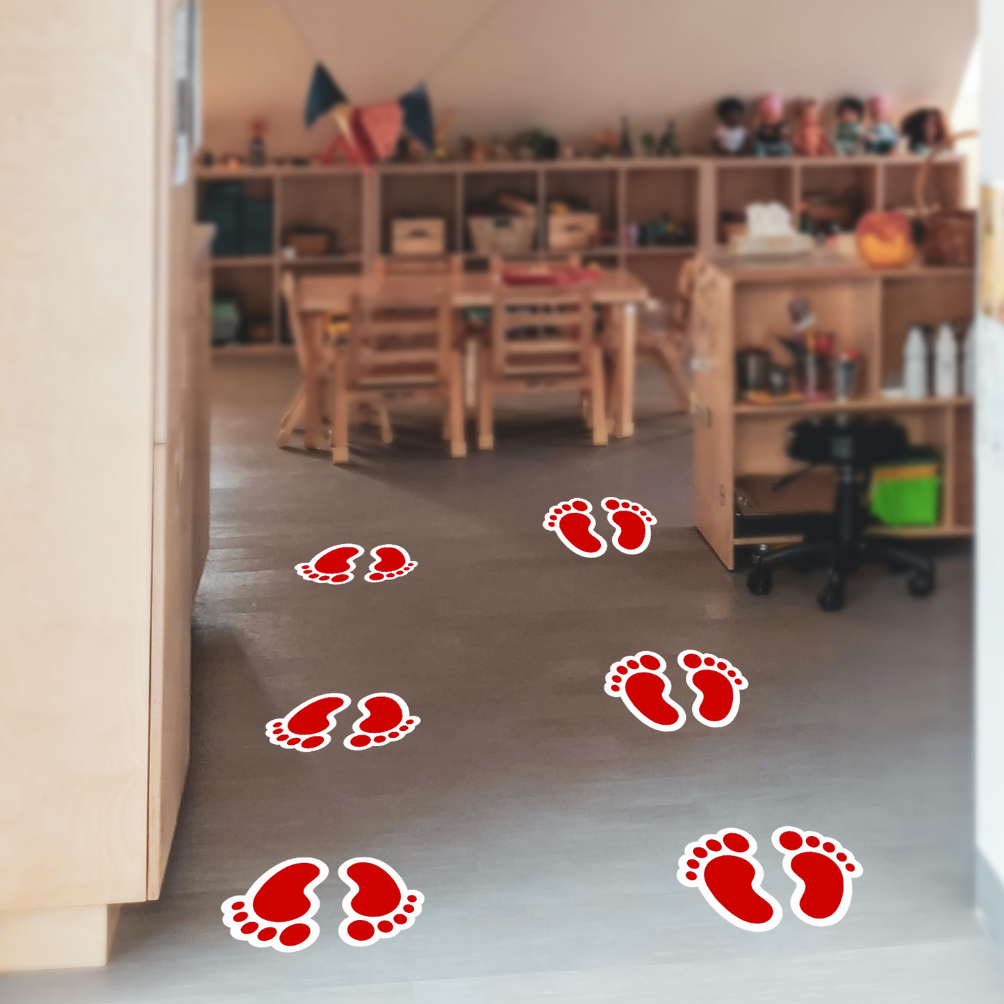 Pegatinas de huellas de pies YIKIADA de 4 x 6 pulgadas, vinilo autoadhesivo para el suelo de los niños, pegatinas impermeables con forma de huella de pie para la pared de la oficina, la escuela y las escaleras, 20 pares 