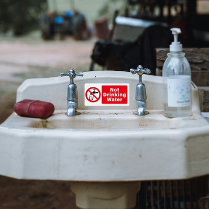 YIKIADA 10 Stück „Kein Trinkwasser“-Aufkleber, 100 x 50 mm, Vinyl, selbstklebend, Sicherheitsschild, wasserfest, Wandaufkleber für Spüle, Außenbereich, Büro, Zuhause, Schule 