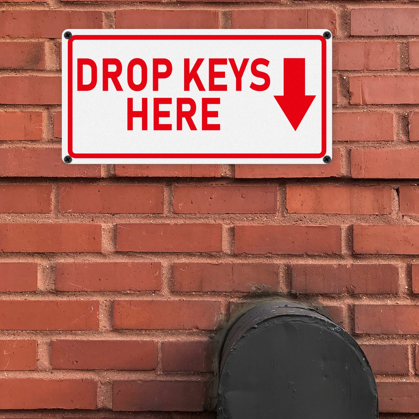 YIKIADA Schild „Drop Keys Here“, 30,5 x 15,2 cm, Aluminium, selbstklebend, wasserdicht, reflektierendes Metall, Außenschilder für Tür, Wand, Büro, Tor, 2 Stück 