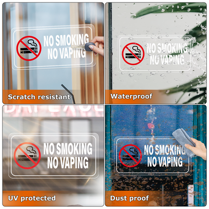 YIKIADA - Adhesivo de vinilo autoadhesivo de 2 x 4 pulgadas con texto en inglés "No Smoking No Vaping", para puertas, advertencia, prohibición de cigarrillos, resistente al agua, paquete de 10 