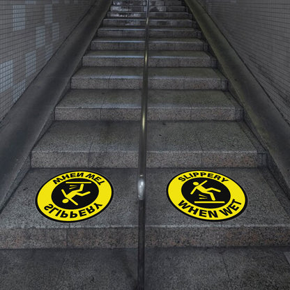 YIKIADA Schild „Rutschig bei Nässe“, selbstklebend, entfernbar, Vinyl, Vorsicht, nasser Boden, Sicherheitsaufkleber, wasserfeste Warnaufkleber für drinnen und draußen, 10 Stück 