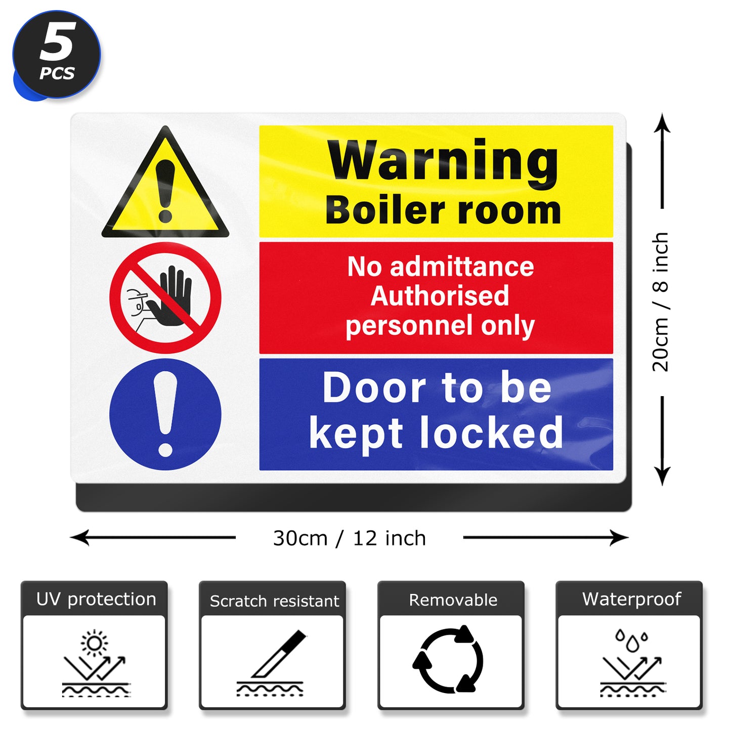 Warning Boiler Room No Admittance Door Kept Locked Sign