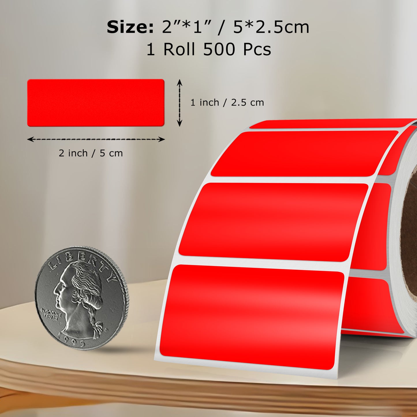 1 x 2 Inches Rectangle Labels 500 PCS Per Roll