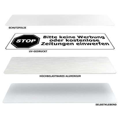 Bitte Keine Werbung 15 x 5 cm Aluminium Schild
