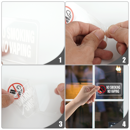 YIKIADA - Adhesivo de vinilo autoadhesivo de 2 x 4 pulgadas con texto en inglés "No Smoking No Vaping", para puertas, advertencia, prohibición de cigarrillos, resistente al agua, paquete de 10 