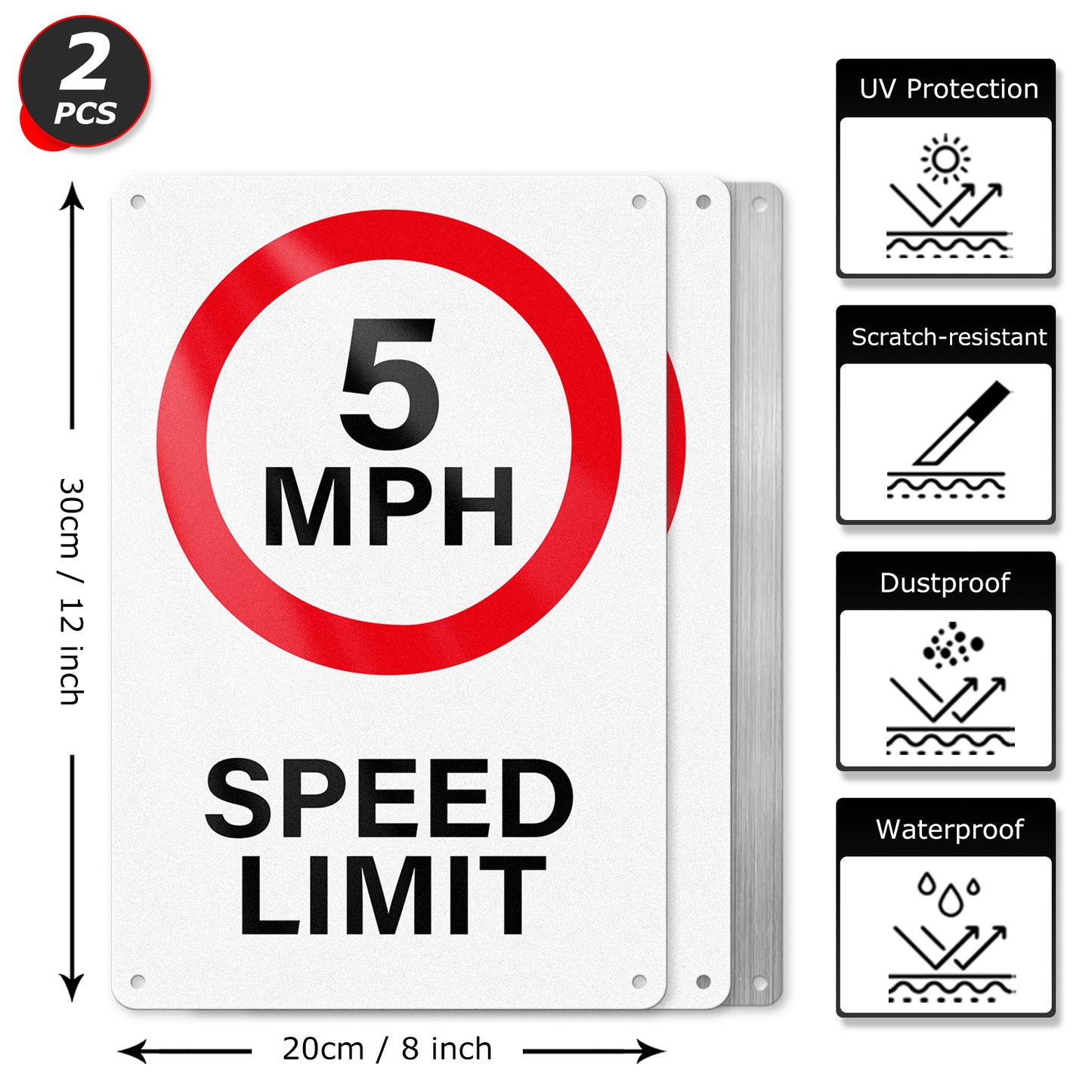 5 MPH Speed Limit 30 x 20 cm Aluminum Signs