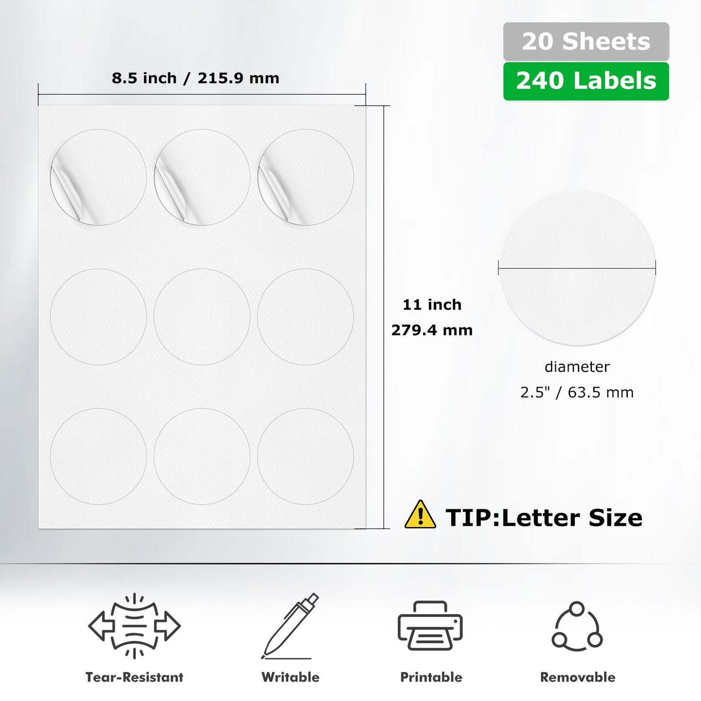 2-1/2" Round Printer Labels