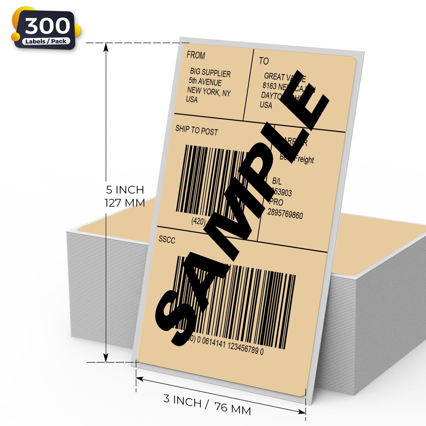 3 × 5 Inch Shipping Thermal Labels