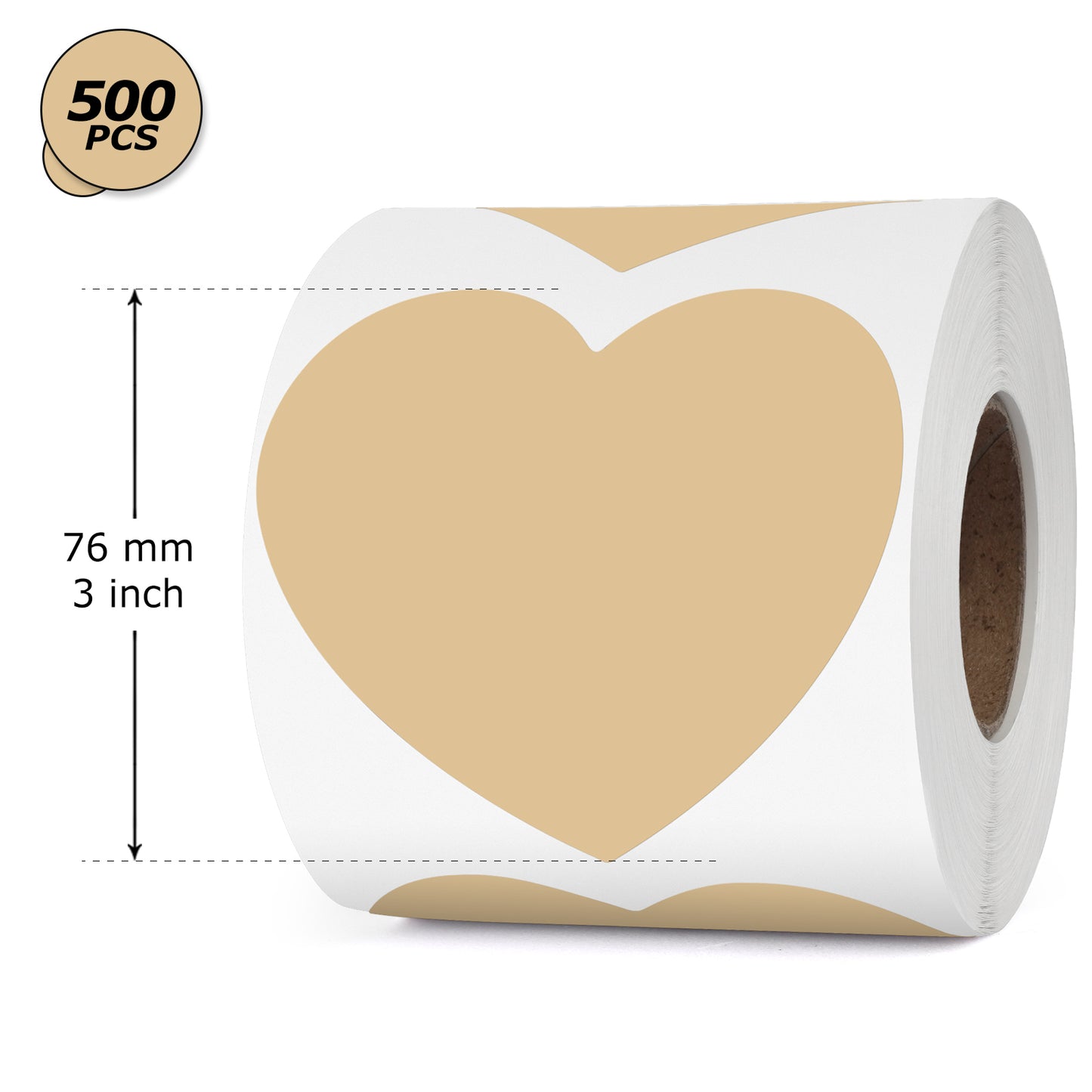 3 Inch Heart Thermal Labels